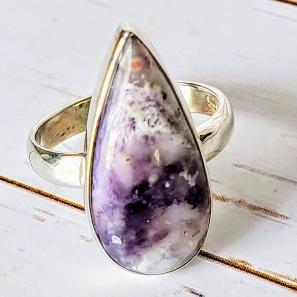 The Girl With Kaleidoscope Eyes Jewelry - Violet Flame Opal Sterling Ring